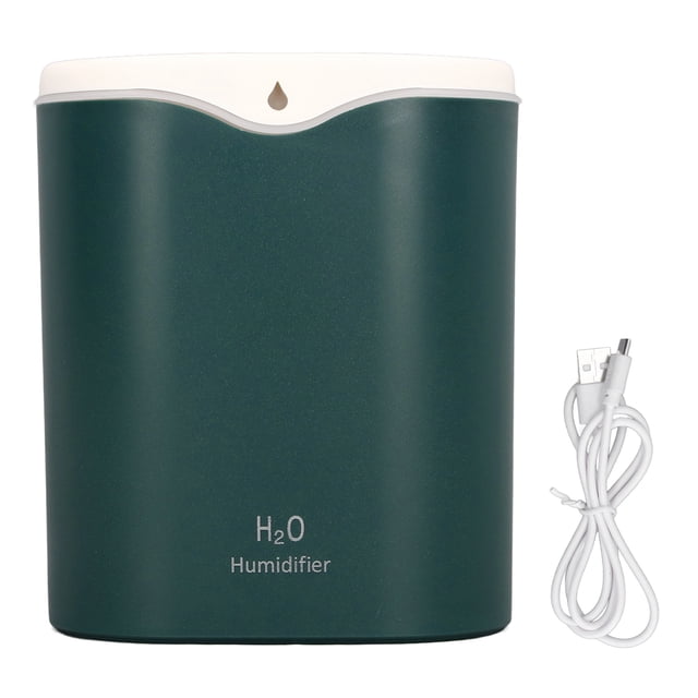 Humidificador de escritorio Tanque de agua de 2 litros Puerto USB de 2 modos Pulverizador dual Humidificador USB hidratante de 12 horas para dormitorio Oficina Dormitorio Verde bosque