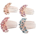thumbnail image 2 of 4pcs Rhinestone Floral Hair Combs Women's Decorative Metal Clips for Weddings Parties Everyday Use, 2 of 9