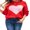 Red, variant on Michellecmm  Women Loose Knit Sweater Heart Pattern Valentine's Day Sweater
