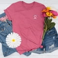 thumbnail image 2 of WREESH Womens Pink Ribbon Solid T-Shirts Breast Cancer Awareness Shirt Casual Short Sleeve Round Neck Tops Slim Fit Workout Blouses Pink A, 2 of 4