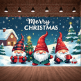 thumbnail image 5 of Gnome Theme Merry Christmas Banner Christmas Tree Christmas Gnome Display Gift Boxes Snowy Scene Xmas Backdrop for Christmas Party Holiday Gathering Home Decoration, 5 of 9