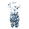 thumbnail image 4 of Ensembles d'Été pour Femmes 2023 Mode Féminine Blouse à Col en V Manches Courtes Hauts Shorts Ensemble Décontracté Ensembles d'Été 2 Pcs pour Femmes en Liquidation, 4 of 4