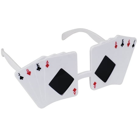 Star Power Poker Themed Jack Queen King Ace Sunglasses, White, One Size