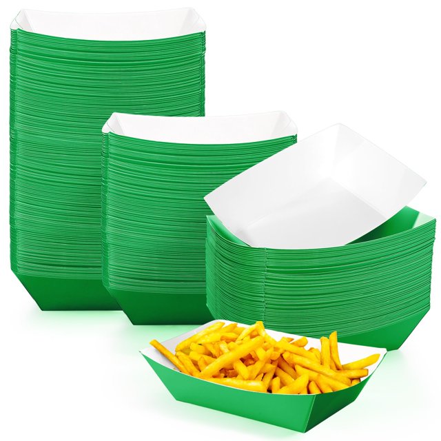 Bandejas desechables para comida Yinkin Paper Boat, 200 unidades (1 kg), color verde