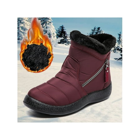 

Crocowalk Unisex Snow Boots Slip On Ankle Booties Anti-Slip Water Resistant Fully Faux Fur Lined Outdoor Sneakers