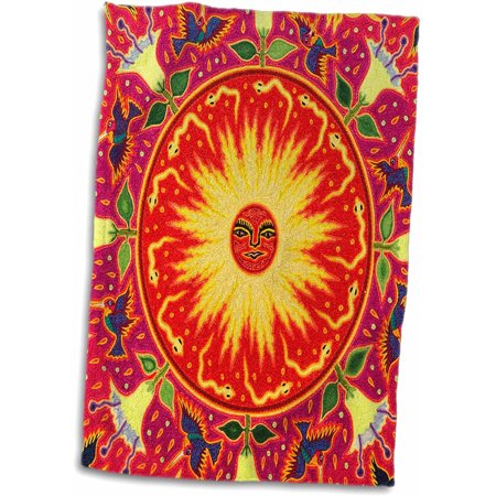 3D Rose Folk Huichol Art-Santa Fe-New Mexico-Us32 Jmr1119-Julien McRoberts Hand/Sports Towel, 15 x 22