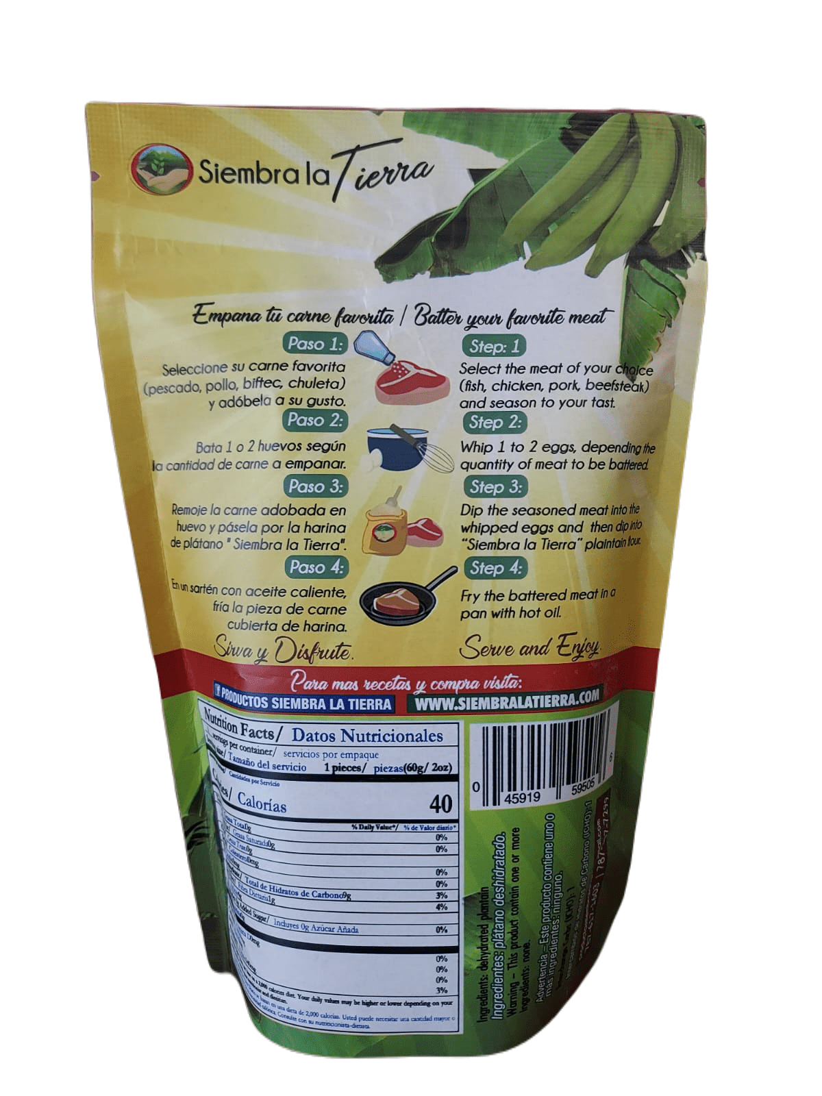 Siembra La Tierra, Plantain Flour, 8 oz Plastic Bag
