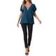 thumbnail image 2 of BLUSA CASUAL SUELTA DE MANGA CORTA CON VOLANTES Y ESCOTE EN V PARA MUJERES INSPIRADA EN CHIC XL AZUL OSCURO, 2 of 6