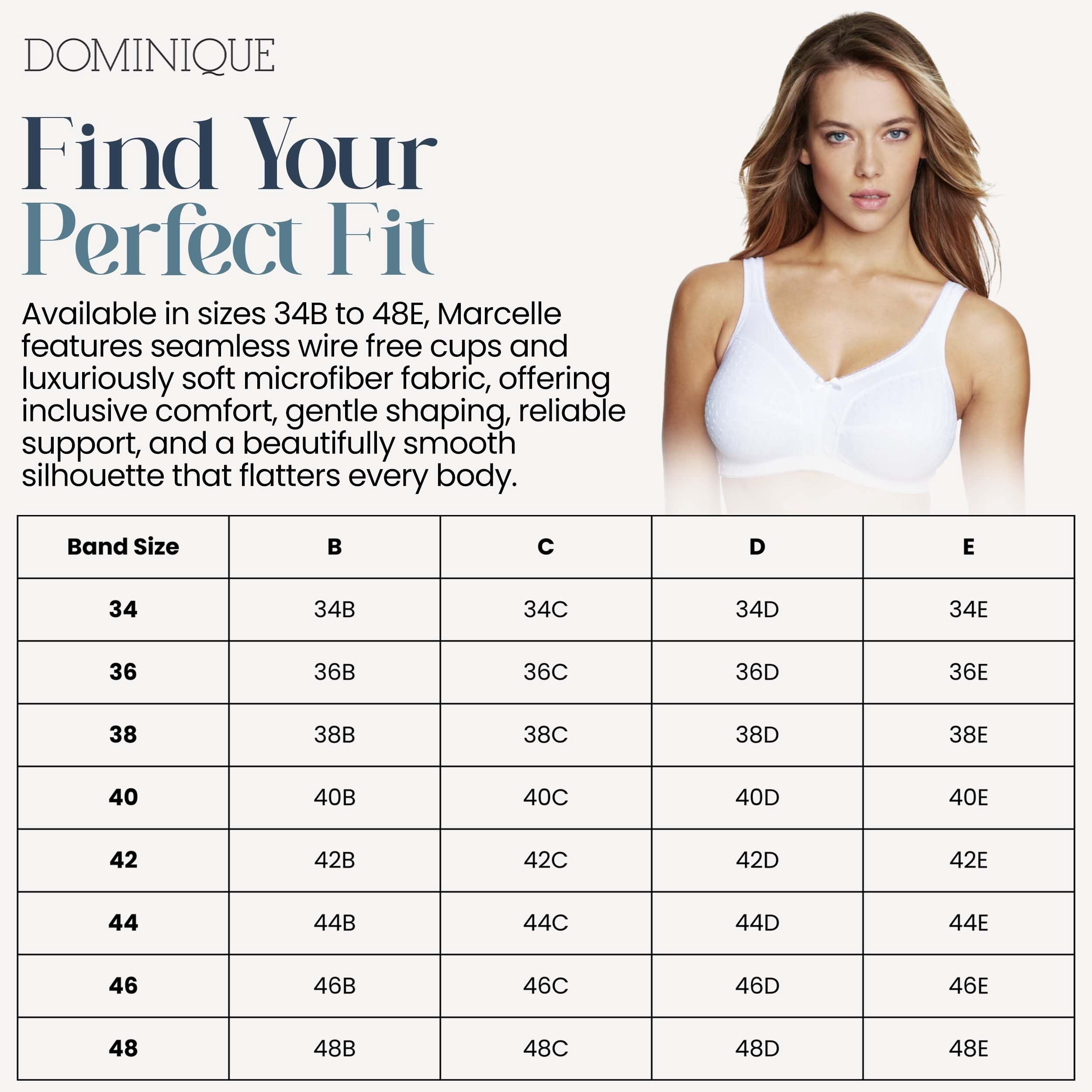 Dominique Women’s Marcelle Wire Free Comfort Bra #5360 – Cotton Lined Soft Cup, Wide Straps, Everyday Support - Lingerie for Women
