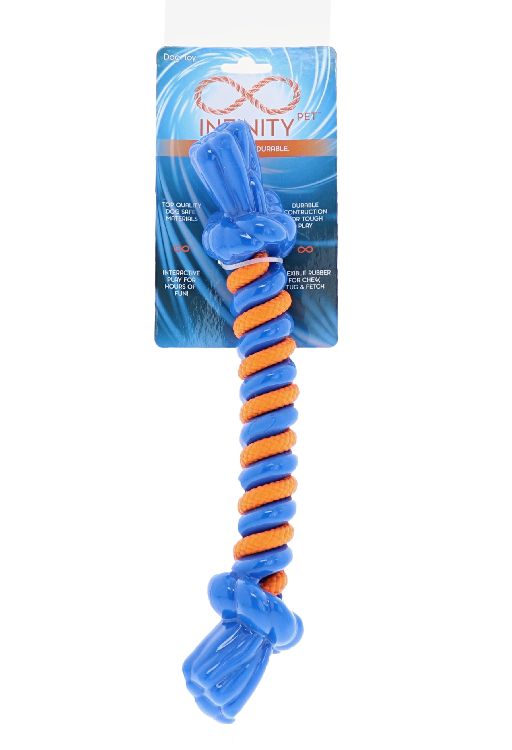 Infinity Pet TPR and Rope Chew and Tug Dog Bone Toy, Large, Blue