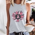 thumbnail image 2 of ZQUUVOU Women's Sleeveless Tank Top Round Neck Breast Cancer Awareness Printed Casual Solid Color Blouse Summer Outfits White, 2 of 5