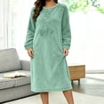 thumbnail image 6 of Frostluinai Women Fuzzy Fleece Nightgowns Plus Size Casual Long Sleeve Sherpa Knee Length House Dress Solid Winter Flannel Night Gown S-4XL, 6 of 7