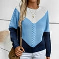 thumbnail image 2 of hotojiny Women Sweaters Cute Long Sleeve Shirts Fall Outfits Loose Fit Crewneck Pullover Fashion Color Block Stretch Tops, 2 of 4
