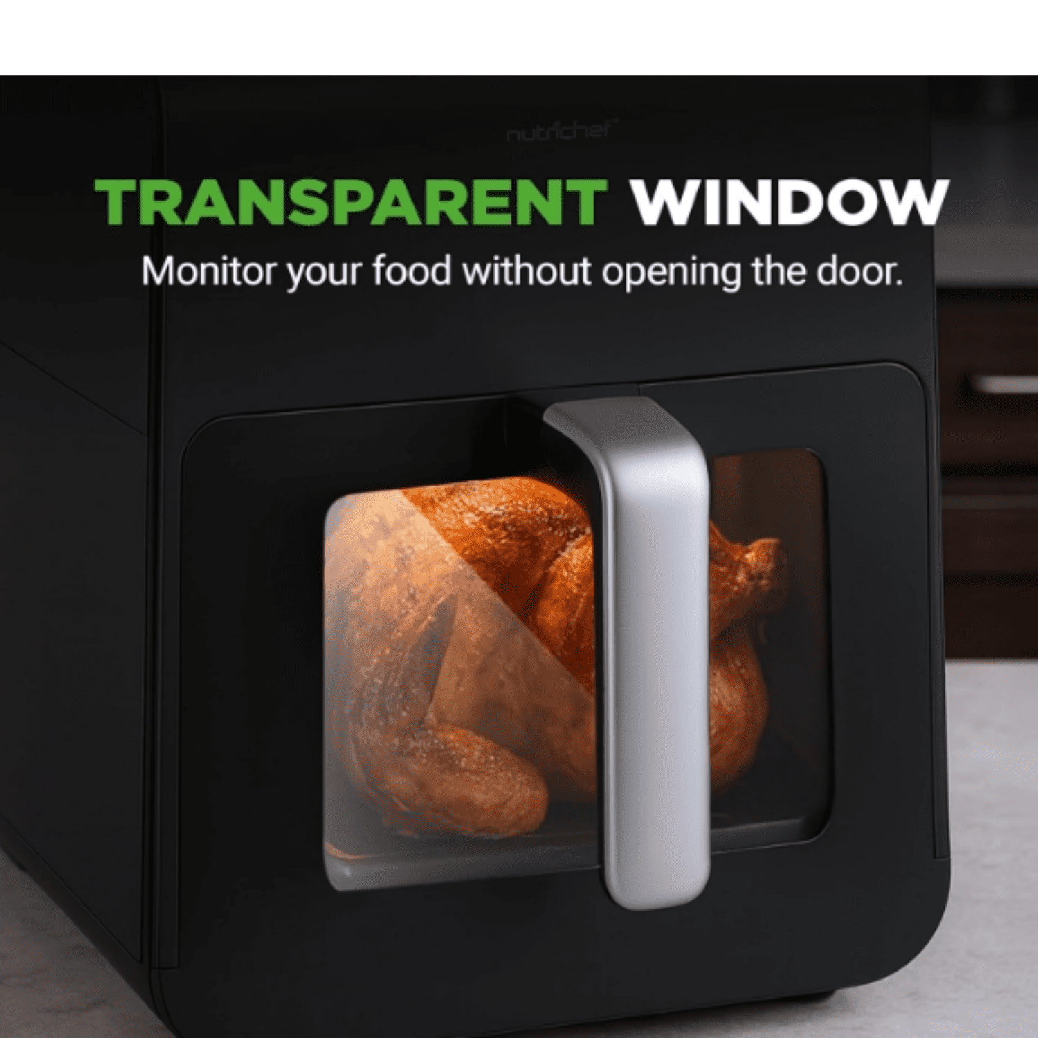 6 Liter Electric Air Fryer & Food Steamer Function | 12-1 Preset Cooking Functions, Fries, Chicken, & More | Transparent Window & Food Steaming option for Best Cooking Results | Black