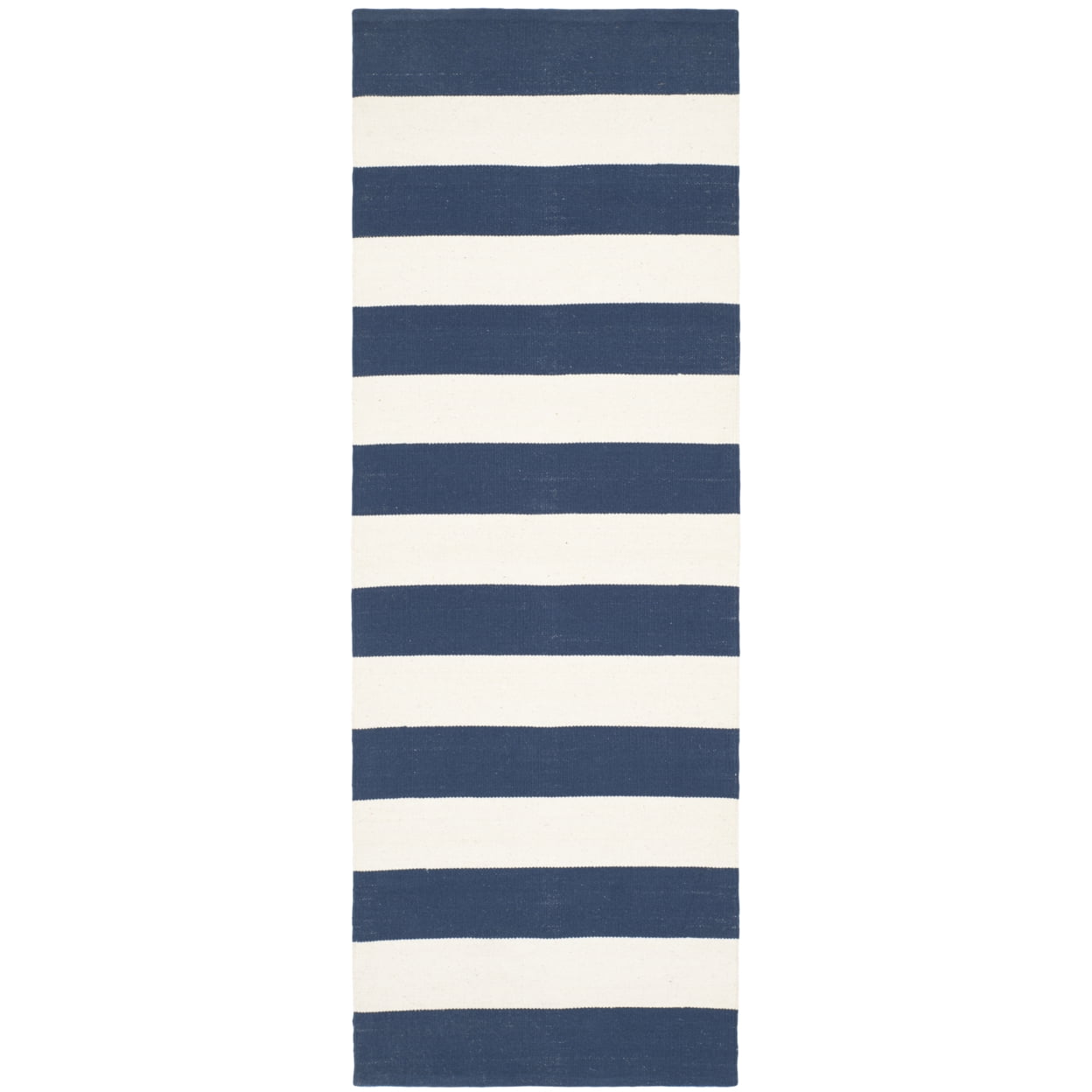 SAFAVIEH Montauk Saranna Geometric Cotton Area Rug, Navy/Ivory, 5' x 5' Square