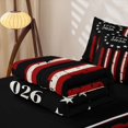 thumbnail image 6 of Manfei Red White Black Stripes Zipper Twin Comforter Sets with Fitted Sheet and 2 Pillowcases,Grunge Us Flag Zipper Bedding Set,Red Black,Black Reversible,4pcs, 6 of 8