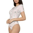 thumbnail image 2 of Daiia Cute Poodle Dog print Women's Crew Neck Short Sleeve Bodysuit Fashion Tops Fit Casual Basic Extender Bodysuit-Medium, 2 of 9