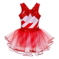 thumbnail image 3 of TiaoBug Kids Girls Candy Cane Striped Ballet Dance Leotard Figure Ice Skating Christmas Dress Red 16, 3 of 7
