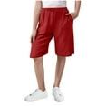 thumbnail image 3 of lcziwo Linen Bermuda Shorts for Girls Knee Length Casual Summer Capri Pants Solid Color Side Split Beach Shorts with Pockets Red Ofertas Del Dia de Hoy Relampago, 3 of 9