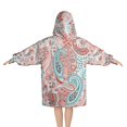 thumbnail image 2 of Pink Paisley and Floral Pattern Blanket Hoodies for Kids 6-13YR Oversize Wearable Blanket Hoodies for Boys Girls Teens, 2 of 7