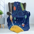thumbnail image 4 of Cartoon Activity Soft Flannel Fleece Throw Blanket, Colorful Space Activity Board Interplanetary Travel Racing in Cosmos, Cozy Plush for Indoor and Outdoor Use, 50" x 60", Multicolor, by Ambesonne, 4 of 5