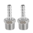 thumbnail image 1 of Accesorios de barbado de acero inoxidable Unique Bargains, conector de manguera barbada macho de 23/64" 1/2 BSPT para aire, agua, aceite, gas, combustible, 2 Pcs, 1 of 6