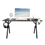Computer Desk, High Accuracy Stable Spacious Gaming Table with Earphone Hook for Work