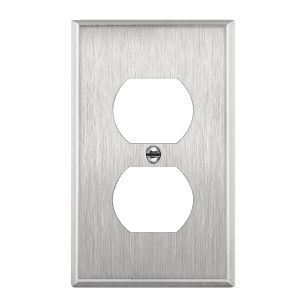 ENERLITES Duplex Metal Wall Plate, Stainless Steel Outlet Cover, Corrosion Resistant, Size 1