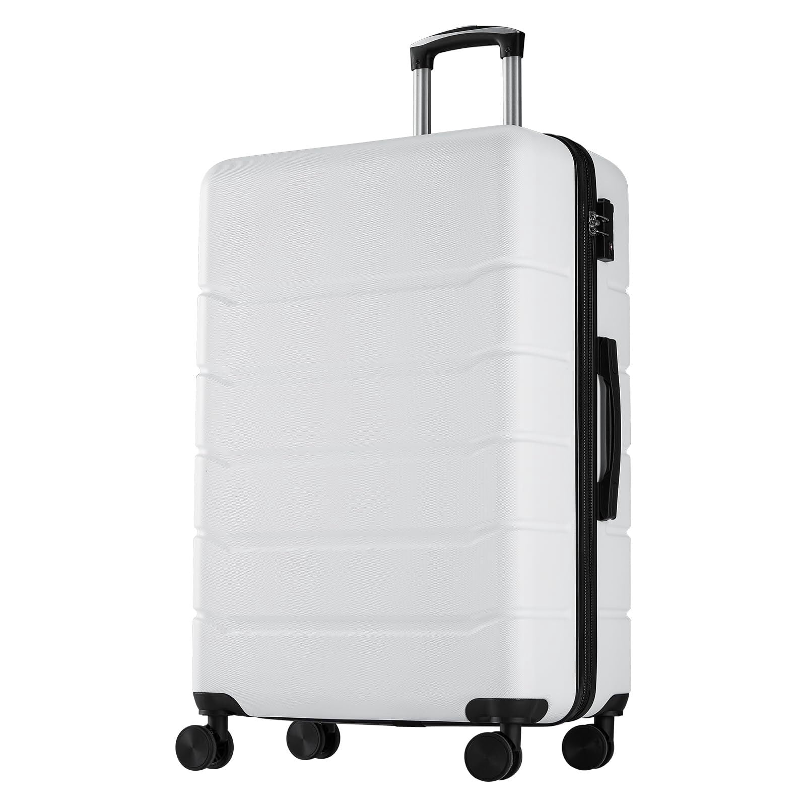 Kelno Large Checked Luggage with Spinner Wheels ABS Hard Shell Suitcase Expandable Rolling Luggage with TSA Lock, White
