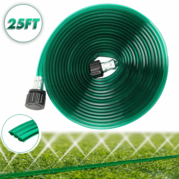 Soaker Hose 25ft Garden Irrigation Hose, Heavy Duty 3-Row Drip Hose with Even Water Distribution, Water Saving Lawn and Garden Watering System