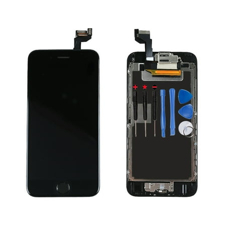 Ayake Full Display Assembly for iPhone 6s Black LCD Screen Replacement with Front Facing Camera, Speaker and Home Button Pre-Assembled (All Required Tools