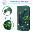 thumbnail image 4 of Samsung Galaxy A14 5G Phone Case, Glitter Bling Diamond Butterfly Magnetic Shockproof Magnetic Case Flip Embossing PU Leather Wallet Case for Samsung Galaxy A14 5G,Green, 4 of 8