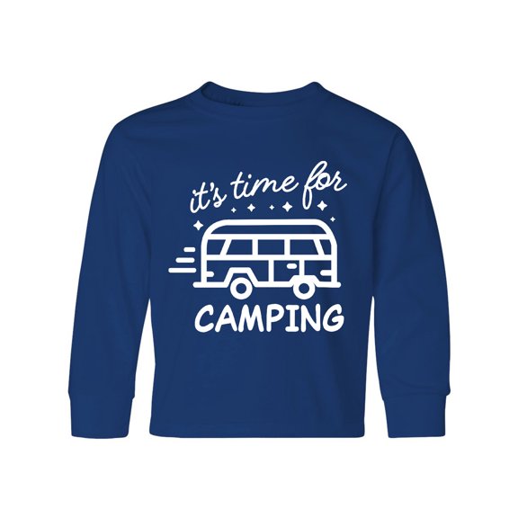 Inktastic It's Time For Camping with Camper Long Sleeve Youth T-Shirt