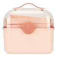 thumbnail image 1 of Caja de almacenamiento de gran capacidad a prueba de polvo, portátil, con mango sellado, caja organizadora de capa transparente para el hogar y la Oficina, color rosa, 1 of 5