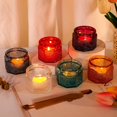 thumbnail image 1 of Set of 6 Glass Tea Light Candle Holders with Lid Colored Tea Lights Candles Holders Table Centerpieces for Wedding Party, Glass Votive Candle Holders Wedding Centerpieces, 1 of 6