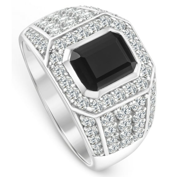 Pompeii Men's 1 1/2Ct Diamond & Emerald Onyx Ring White, Yellow, or Rose Gold Lab Grown