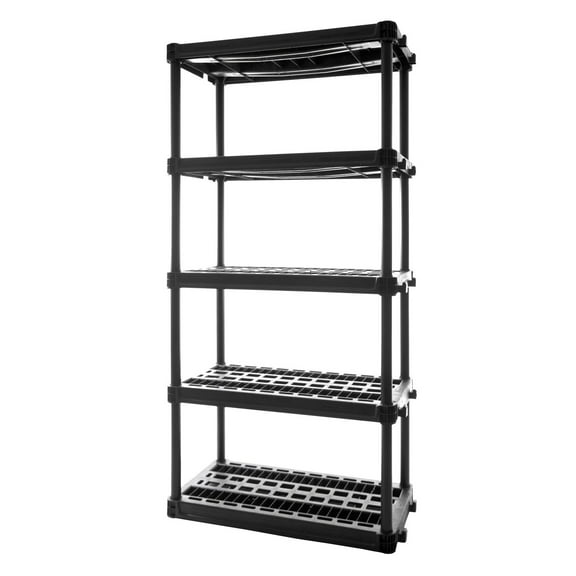 Plano 5-Shelf Heavy Duty Plastic Storage Shelves, 73” x 36” x 18”, 750lb Capacity
