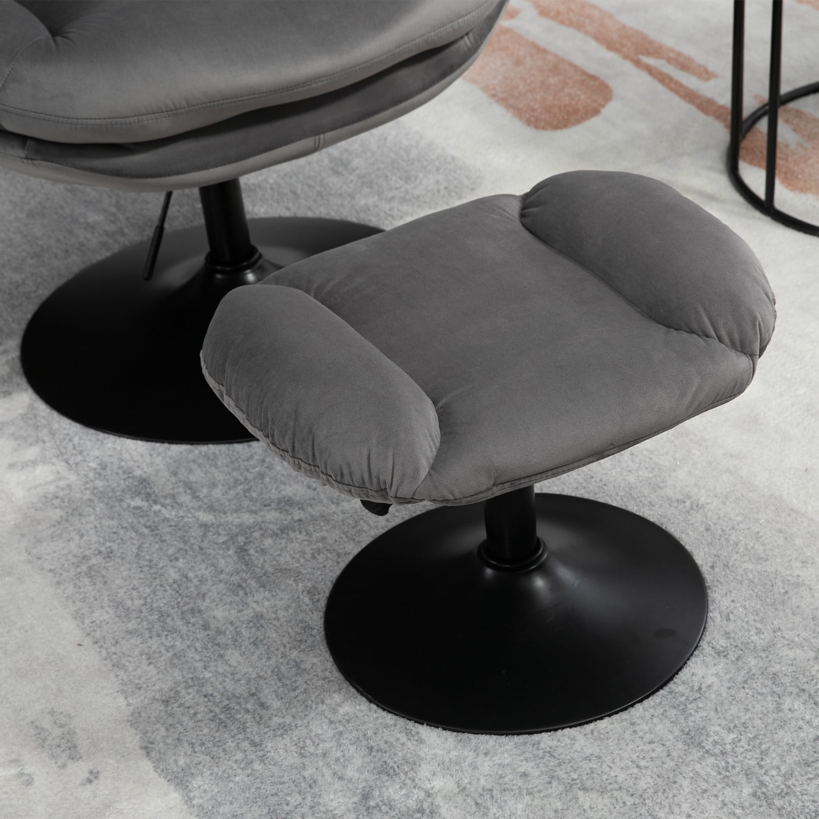 Yardi Yard Modern Swivel Upholstered Accent Chair and Ottoman, Adjustable Seat Height Velvet Office Chair Gray Yardi Yard Modern Swivel Upholstered Accent Chair and Ottoman, Adjustable Seat Height Velvet Office Chair Gray