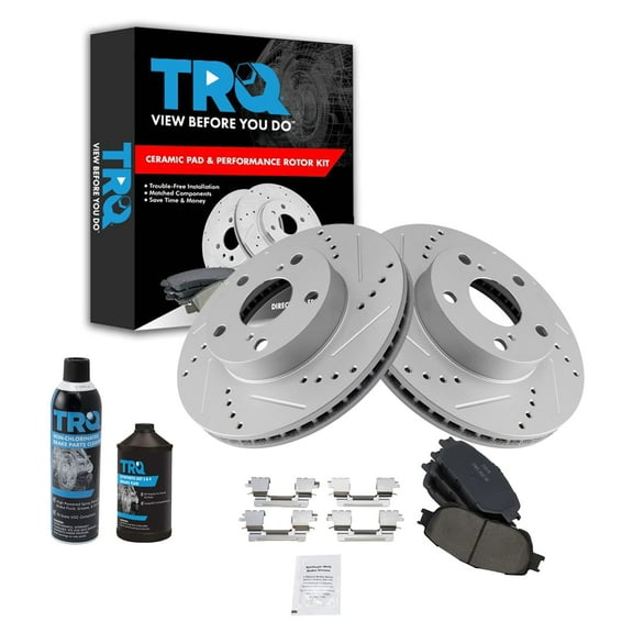 TRQ Performance Brake Rotor & Ceramic Pad w/Chemicals for Toyota BKA16022