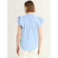 thumbnail image 3 of Free Assembly Women's Short Sleeve Button Ruffle Shirt, 3 of 4
