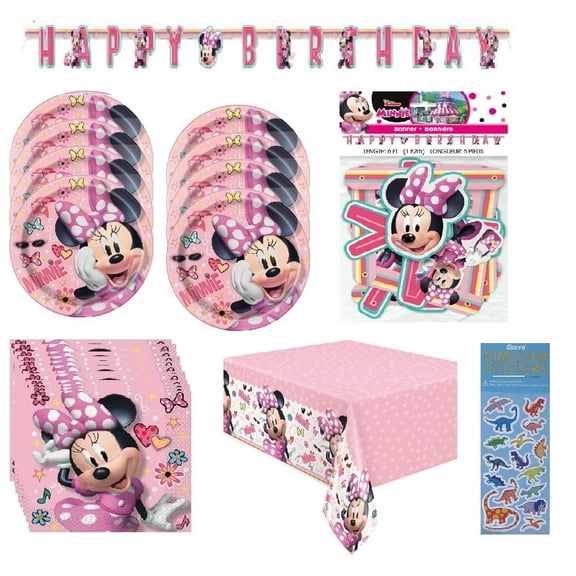 Unique Disney Minnie Mouse Birthday Party Supplies Decoration Bundle, Pink, 34 Count