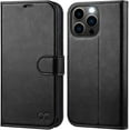 thumbnail image 1 of iPhone 13 Pro Case, PU Leather iPhone 13 Pro 5G Case[Card Holder][Kickstand] [TPU Inner Shell][RFID Blocking] Flip Phone Cover Compatible for 6.1 Inch iPhone 13 Pro -Black - 3 Rear Cameras (Black), 1 of 7