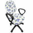 thumbnail image 1 of Floral Office Chair Slipcover, Delicate Flowers and Leaves Botanical Art, Protective Stretch Decorative Fabric Cover, Standard Size, Ceil Blue White, by Ambesonne, 1 of 5