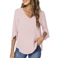 thumbnail image 4 of UVN Womens Blouses 3/4 Sleeve V Neck Summer Shirts for Women Chiffon Dressy Casual Tunic Tops, 4 of 9