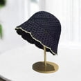 thumbnail image 3 of Sombrero de pescador tejido a mano para mujer, elegante sombrero para el sol, ideal como regalo de cumpleaños o para viajar por la calle. Negro, 3 of 9