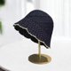 thumbnail image 3 of Sombrero de pescador tejido a mano para mujer, elegante sombrero para el sol, ideal como regalo de cumpleaños o para viajar por la calle. Negro, 3 of 9