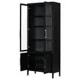 thumbnail image 6 of 90'' Tall Storage Cabinet with Glass Doors, Luxurious Wood Bookshelf with Adjustable Shelves, Freestanding Display Cabinet for Living Room, Study, Black, 6 of 9