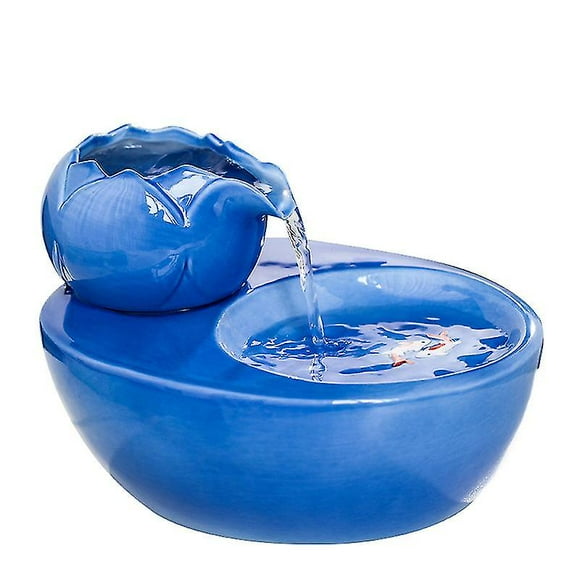 Cat Fountain Ceramic Pet Water Dispenser Lotus Vertical Cat Drinking Fountain