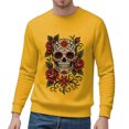 thumbnail image 2 of Halloween Sweatshirts for Men Long Sleeve Casual Crewneck Bloom Skull Graphic Sweatshirt Pullover Tops, 2 of 5