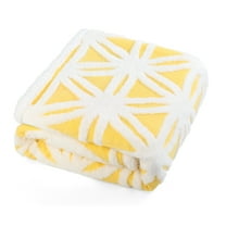 Oumilen Yellow, White Star Adult Flannel Throw, 60" x 50"